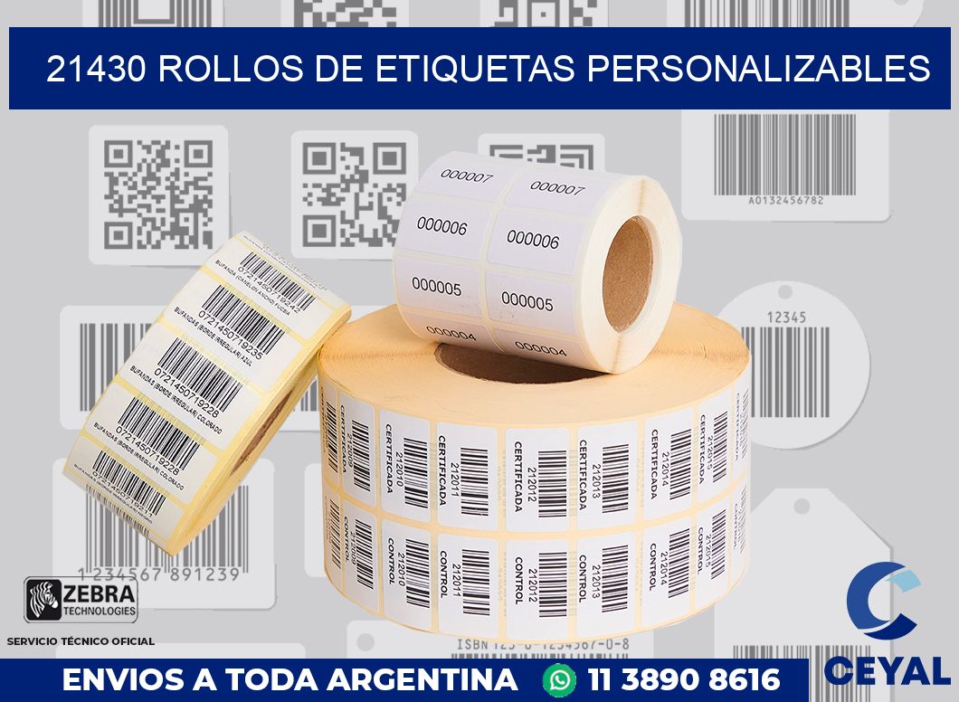 21430 ROLLOS DE ETIQUETAS PERSONALIZABLES
