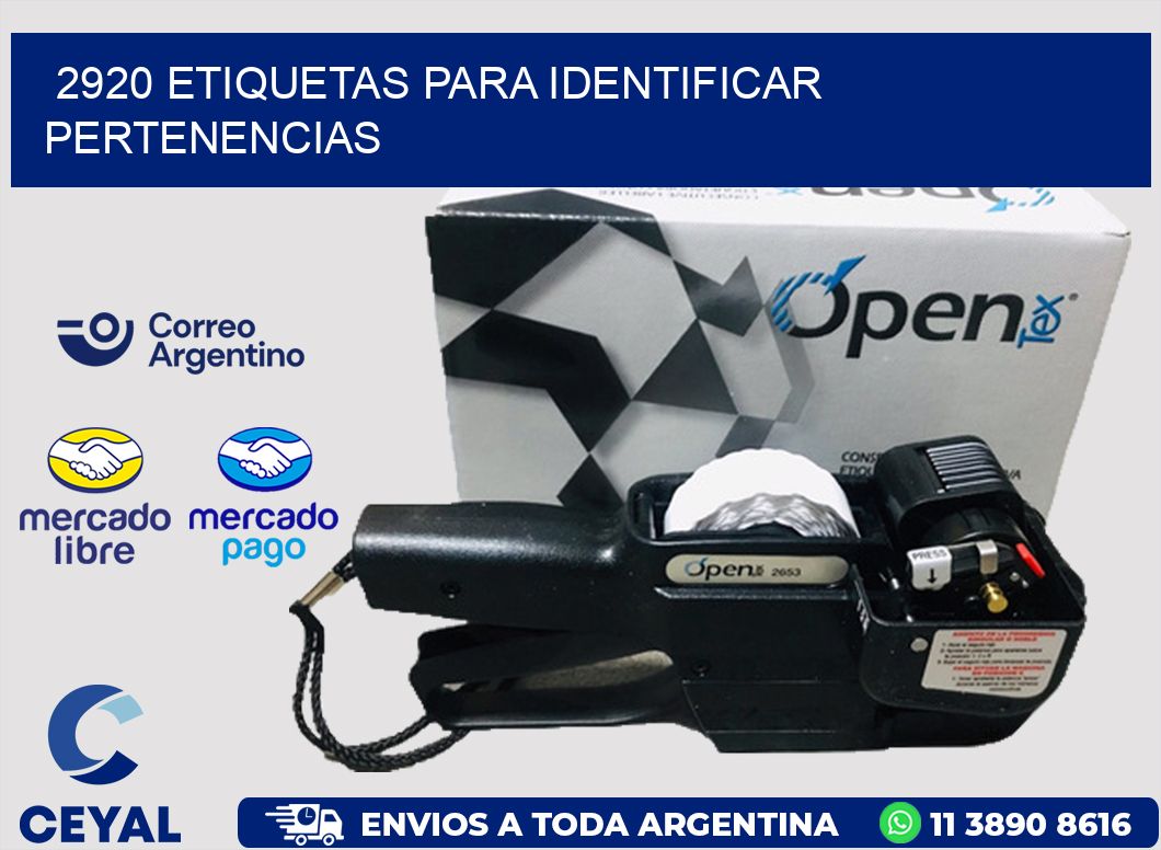 2920 ETIQUETAS PARA IDENTIFICAR PERTENENCIAS