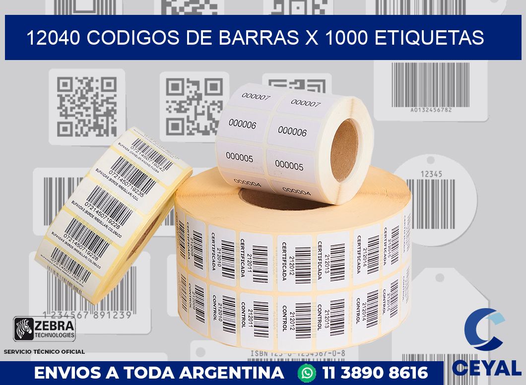 12040 codigos de barras x 1000 etiquetas