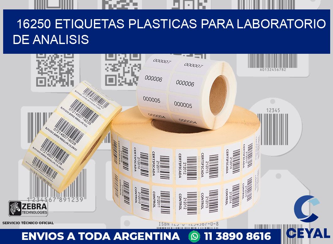 16250 ETIQUETAS PLASTICAS PARA LABORATORIO DE ANALISIS