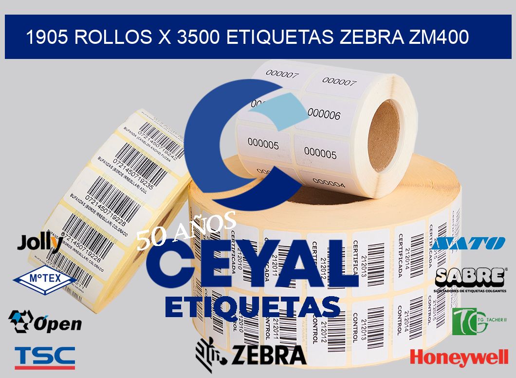 1905 Rollos x 3500 etiquetas zebra zm400