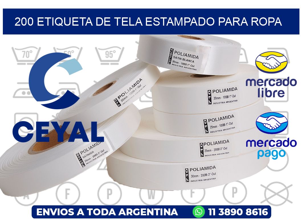 200 ETIQUETA DE TELA ESTAMPADO PARA ROPA