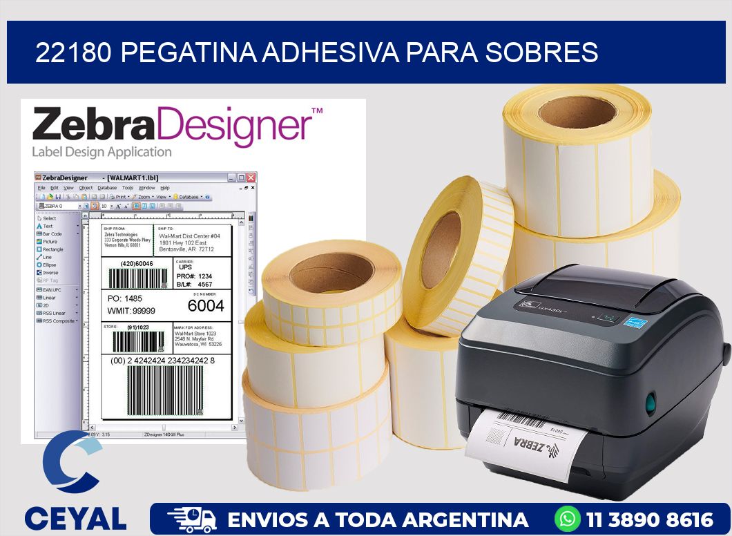 22180 PEGATINA ADHESIVA PARA SOBRES