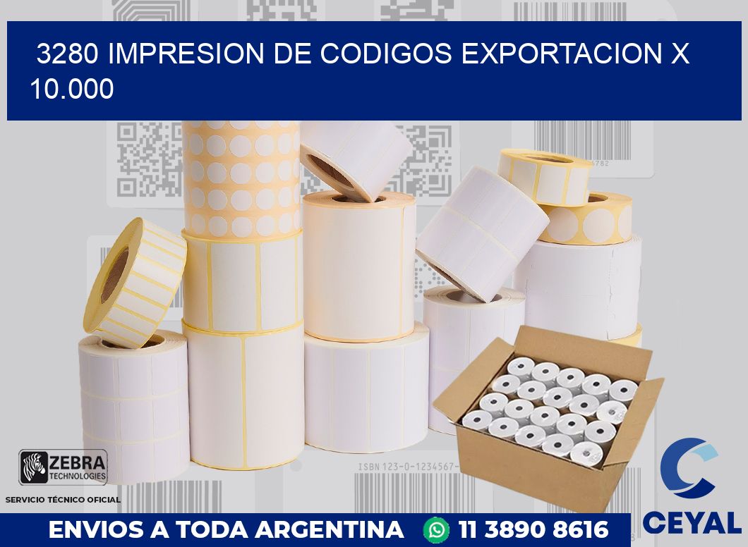 3280 impresion de codigos exportacion x 10.000