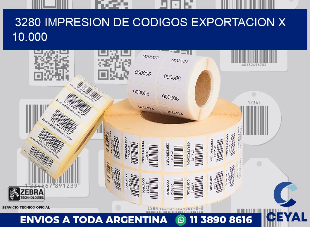3280 impresion de codigos exportacion x 10.000