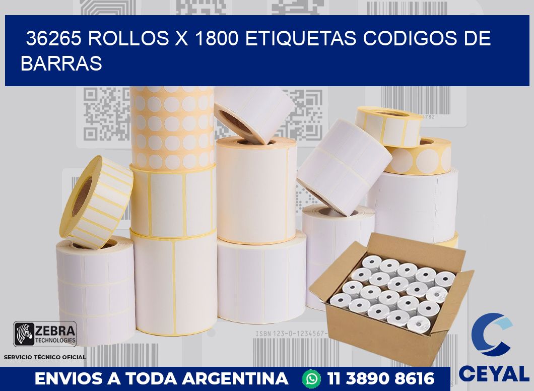 36265 Rollos x 1800 etiquetas codigos de barras