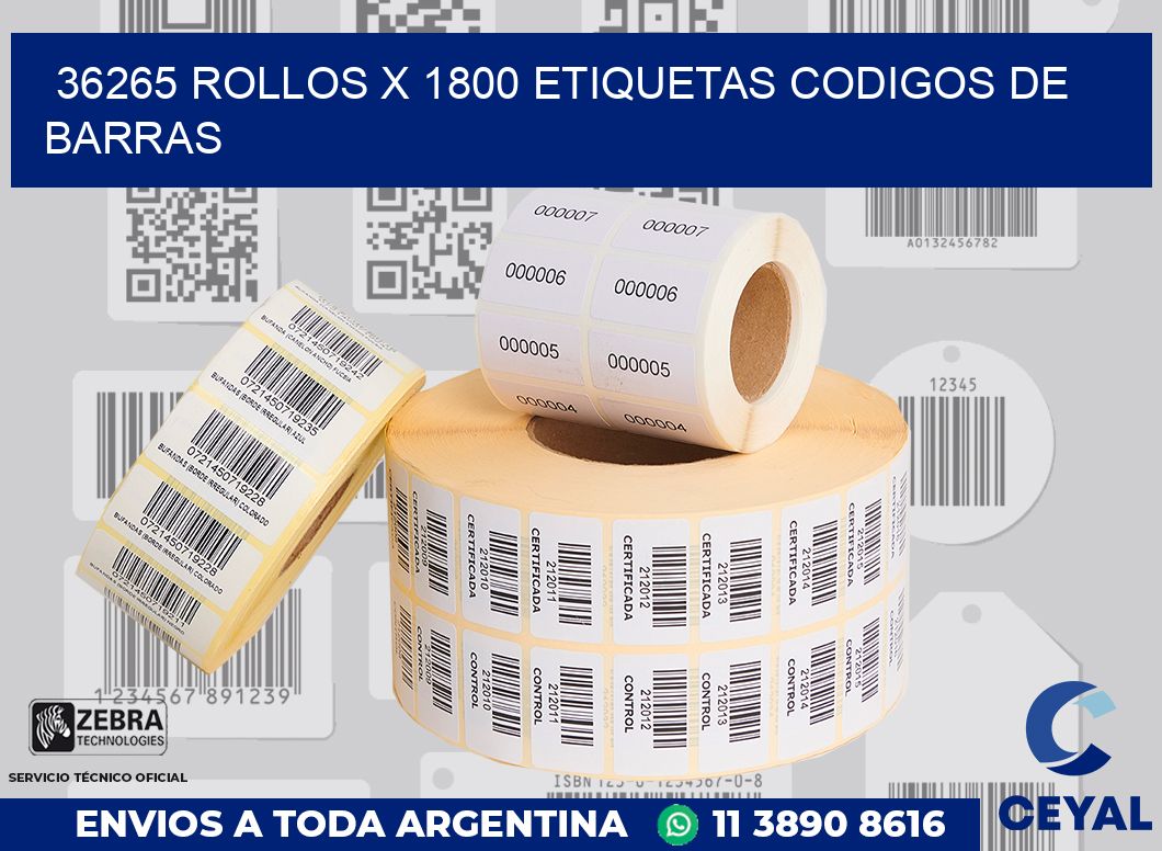 36265 Rollos x 1800 etiquetas codigos de barras