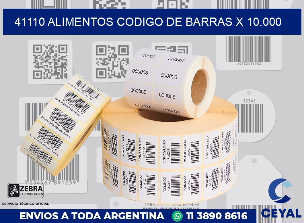 41110 alimentos codigo de barras x 10.000