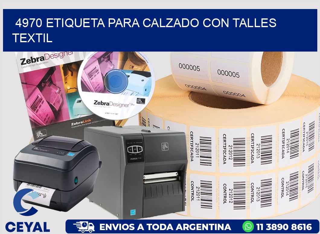 4970 ETIQUETA PARA CALZADO CON TALLES TEXTIL