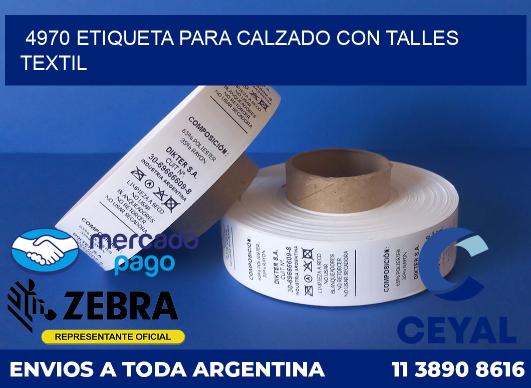 4970 ETIQUETA PARA CALZADO CON TALLES TEXTIL