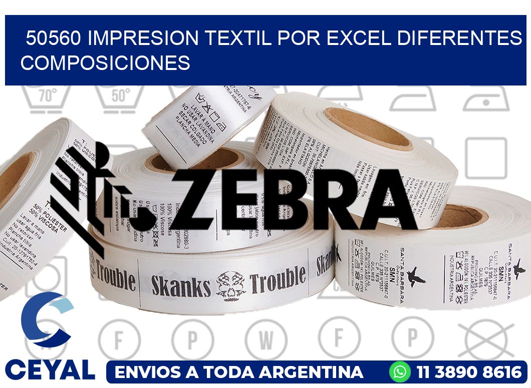 50560 IMPRESION TEXTIL POR EXCEL DIFERENTES COMPOSICIONES