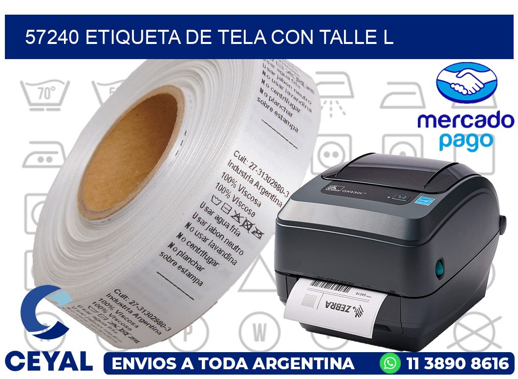 57240 ETIQUETA DE TELA CON TALLE L