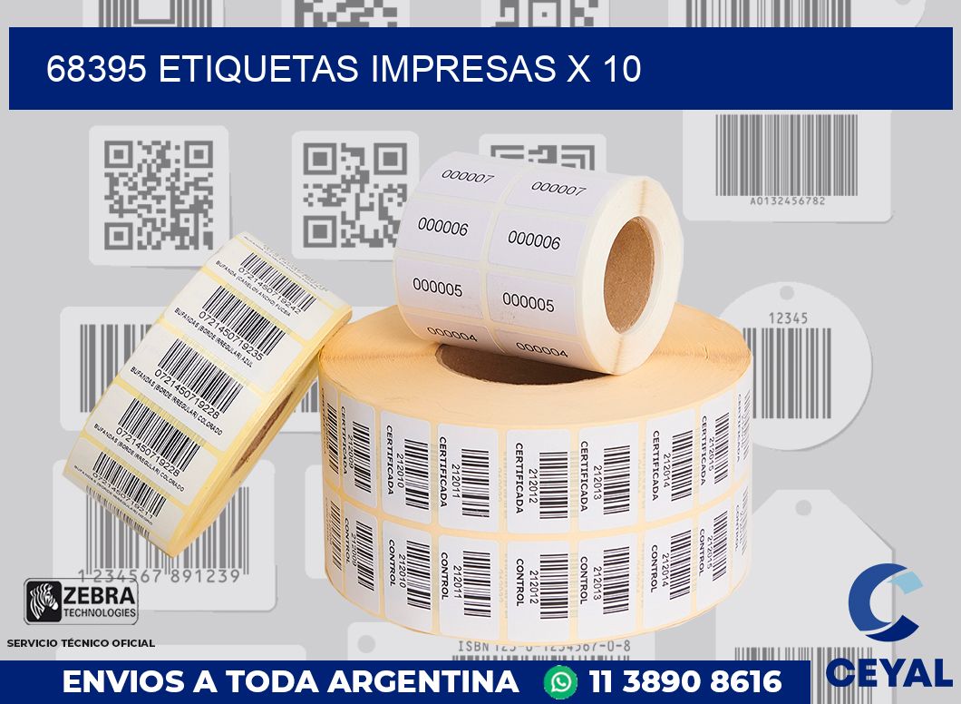 68395 Etiquetas impresas x 10