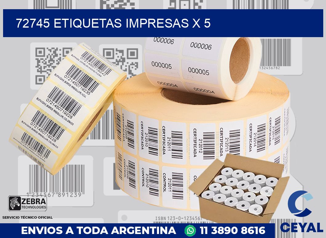 72745 Etiquetas impresas x 5
