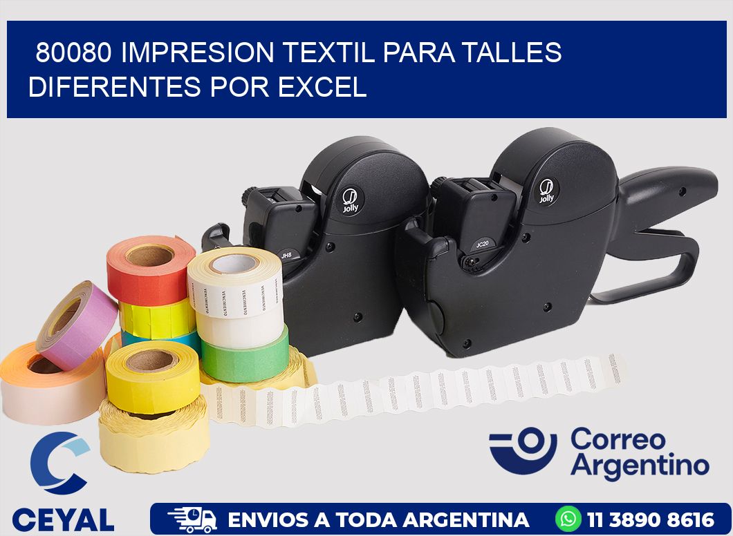 80080 IMPRESION TEXTIL PARA TALLES DIFERENTES POR EXCEL