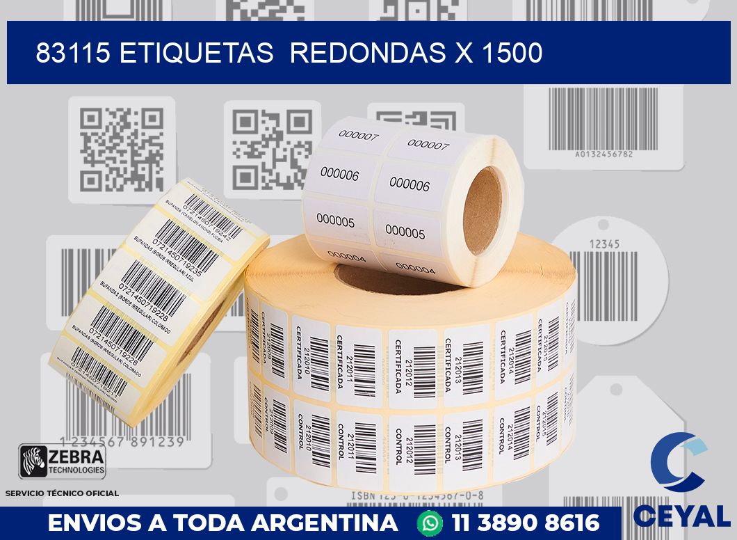 83115 etiquetas  redondas x 1500