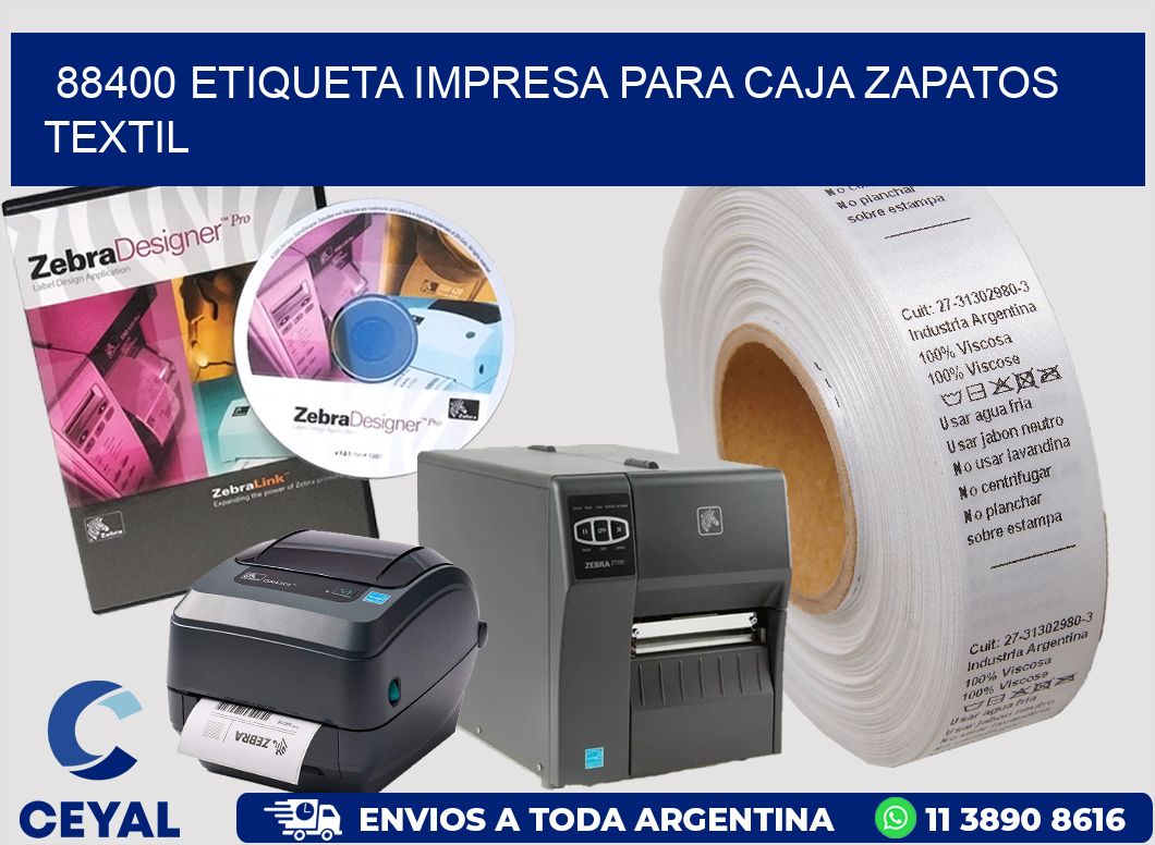 88400 ETIQUETA IMPRESA PARA CAJA ZAPATOS TEXTIL