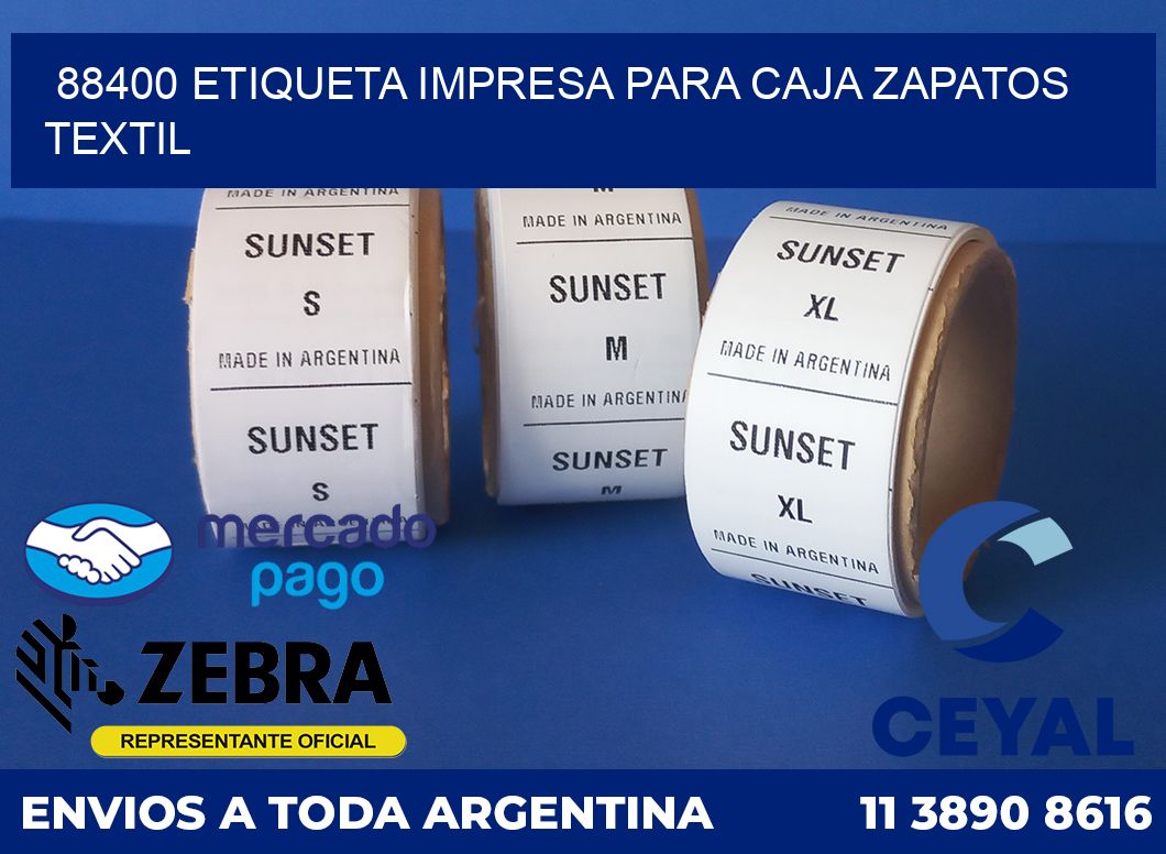 88400 ETIQUETA IMPRESA PARA CAJA ZAPATOS TEXTIL