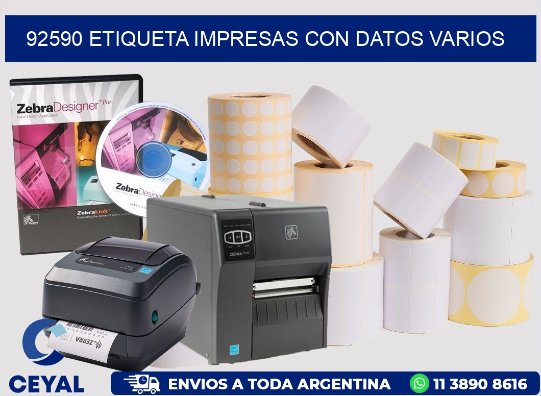 92590 ETIQUETA IMPRESAS CON DATOS VARIOS