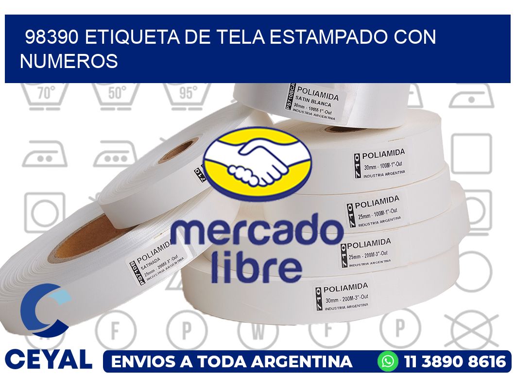 98390 ETIQUETA DE TELA ESTAMPADO CON NUMEROS