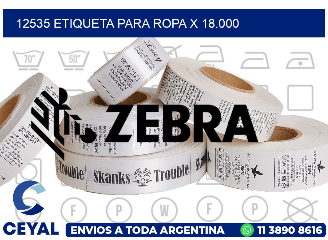 12535 ETIQUETA PARA ROPA X 18.000