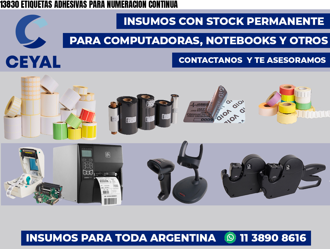 13830 ETIQUETAS ADHESIVAS PARA NUMERACION CONTINUA