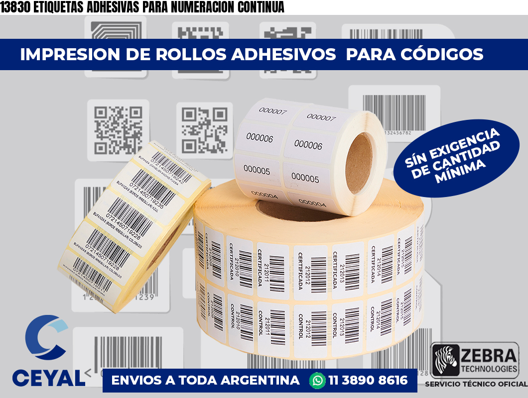 13830 ETIQUETAS ADHESIVAS PARA NUMERACION CONTINUA