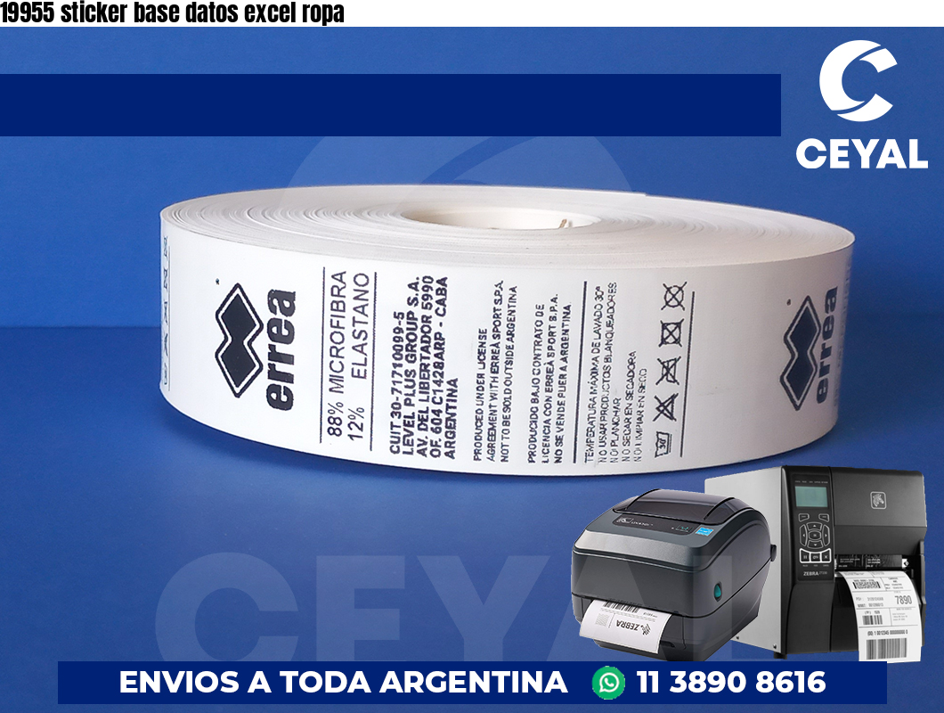 19955 sticker base datos excel ropa
