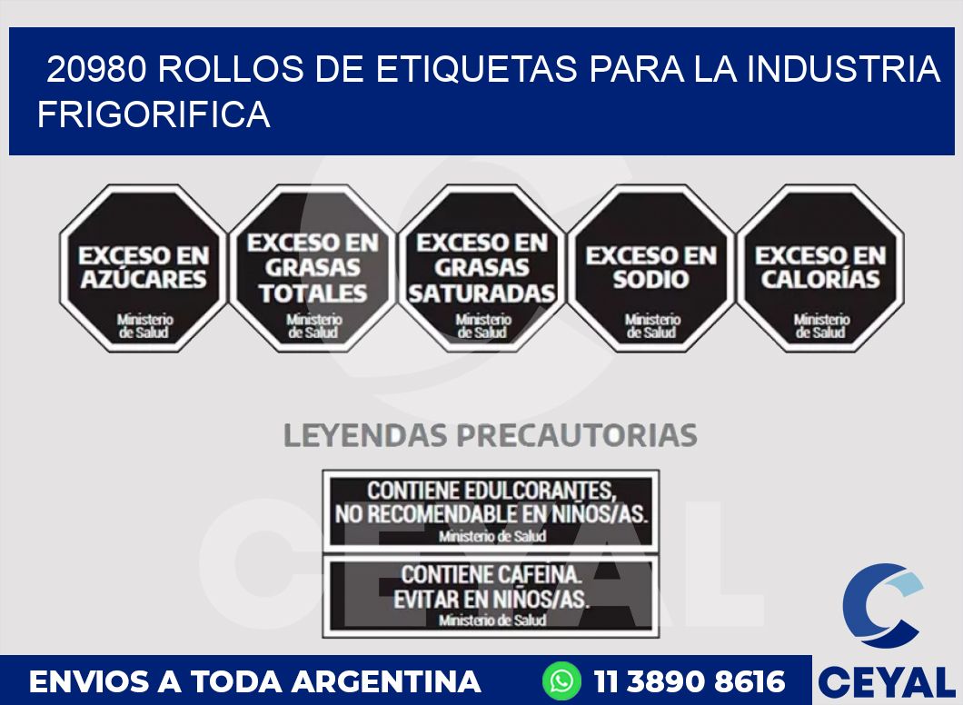 20980 ROLLOS DE ETIQUETAS PARA LA INDUSTRIA FRIGORIFICA