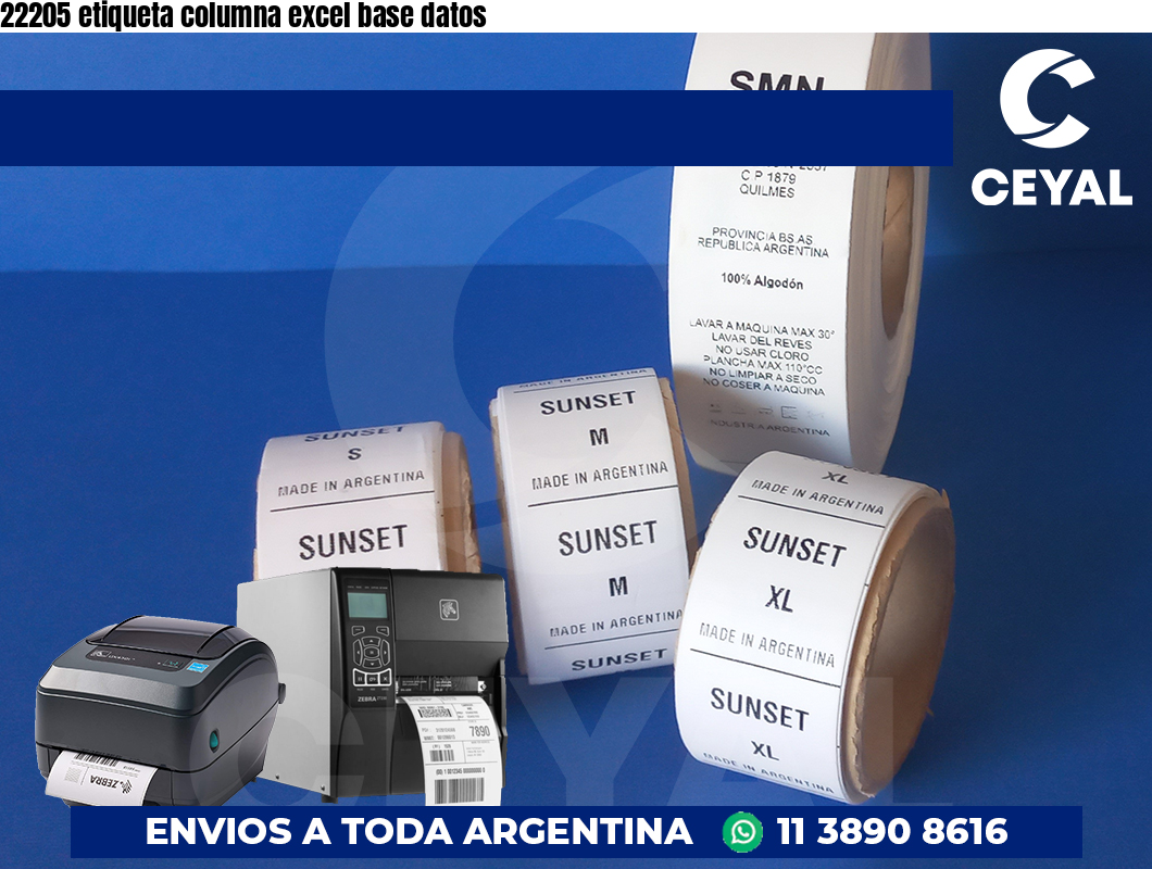 22205 etiqueta columna excel base datos