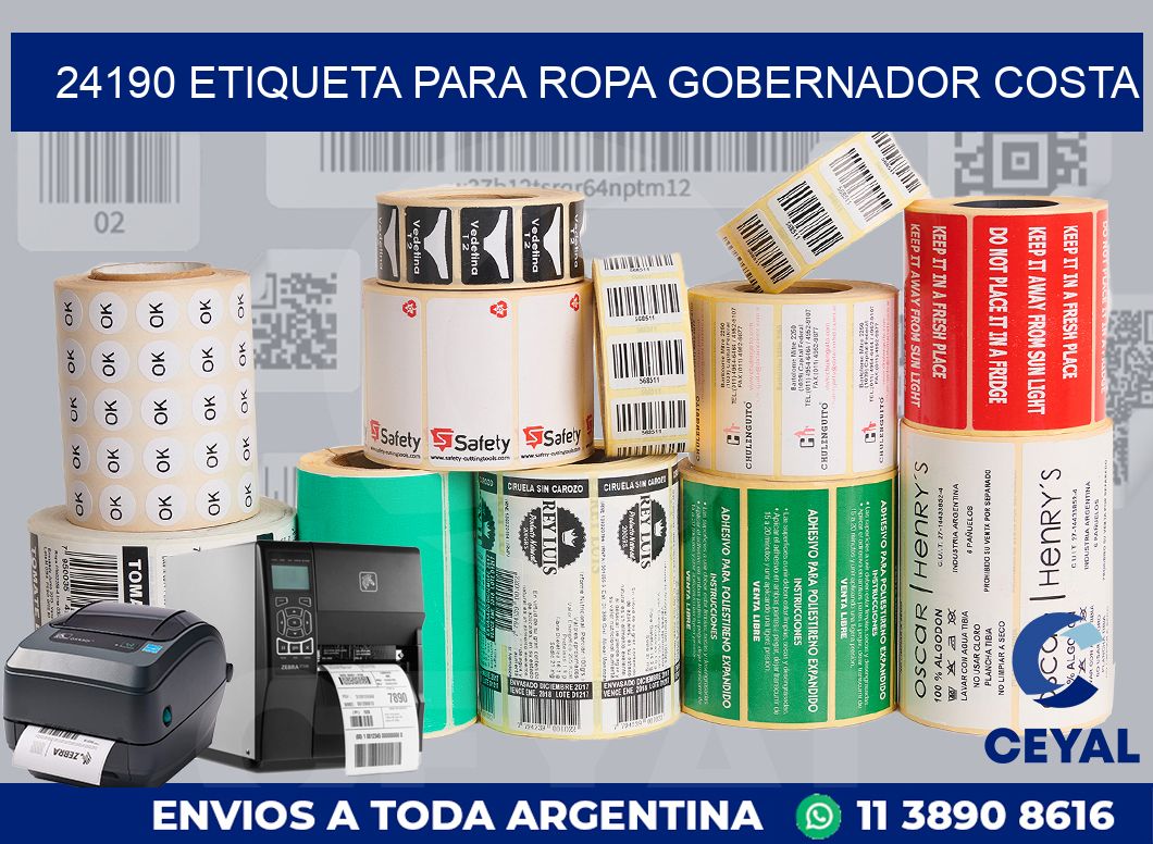 24190 ETIQUETA PARA ROPA GOBERNADOR COSTA