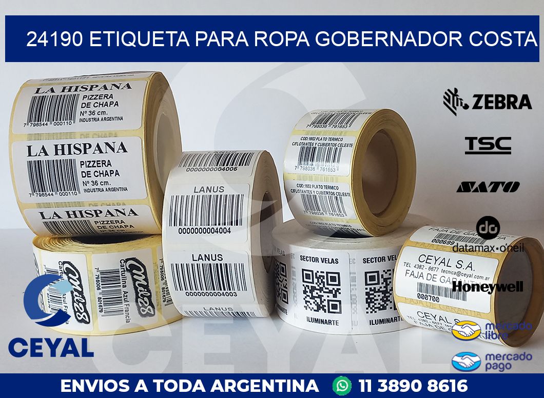 24190 ETIQUETA PARA ROPA GOBERNADOR COSTA