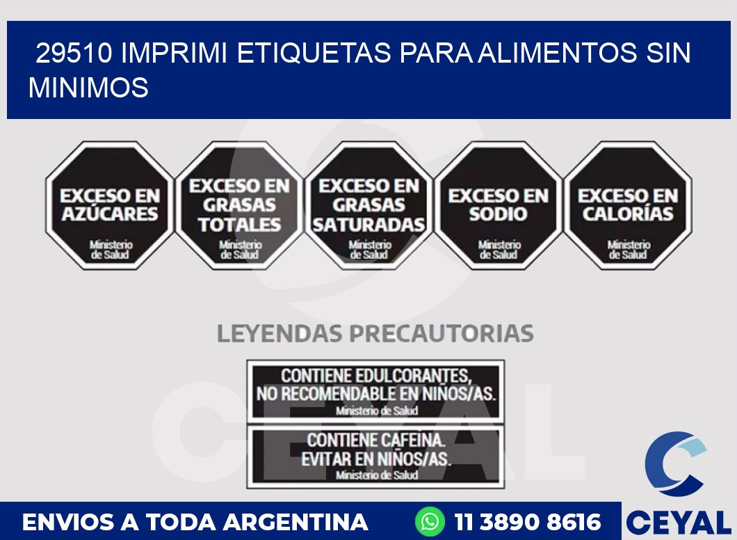 29510 IMPRIMI ETIQUETAS PARA ALIMENTOS SIN MINIMOS