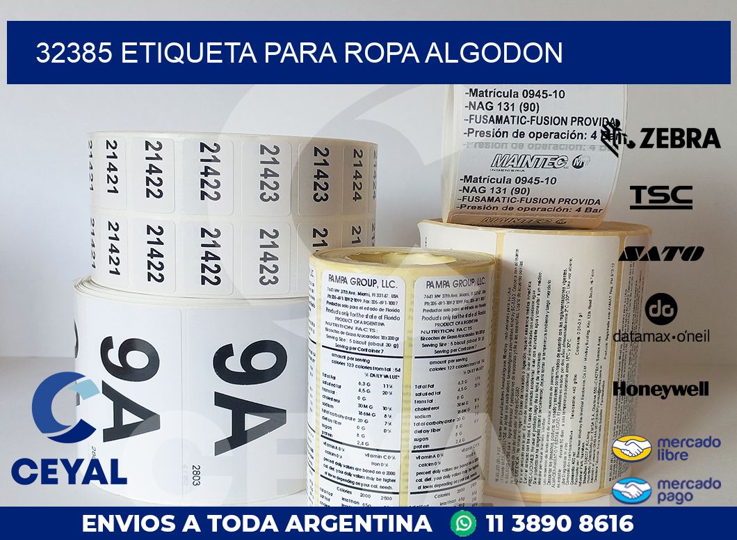 32385 ETIQUETA PARA ROPA ALGODON