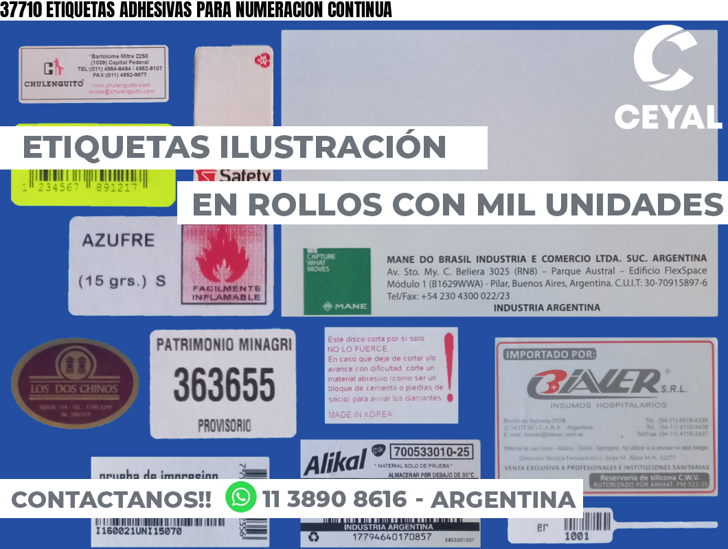 37710 ETIQUETAS ADHESIVAS PARA NUMERACION CONTINUA