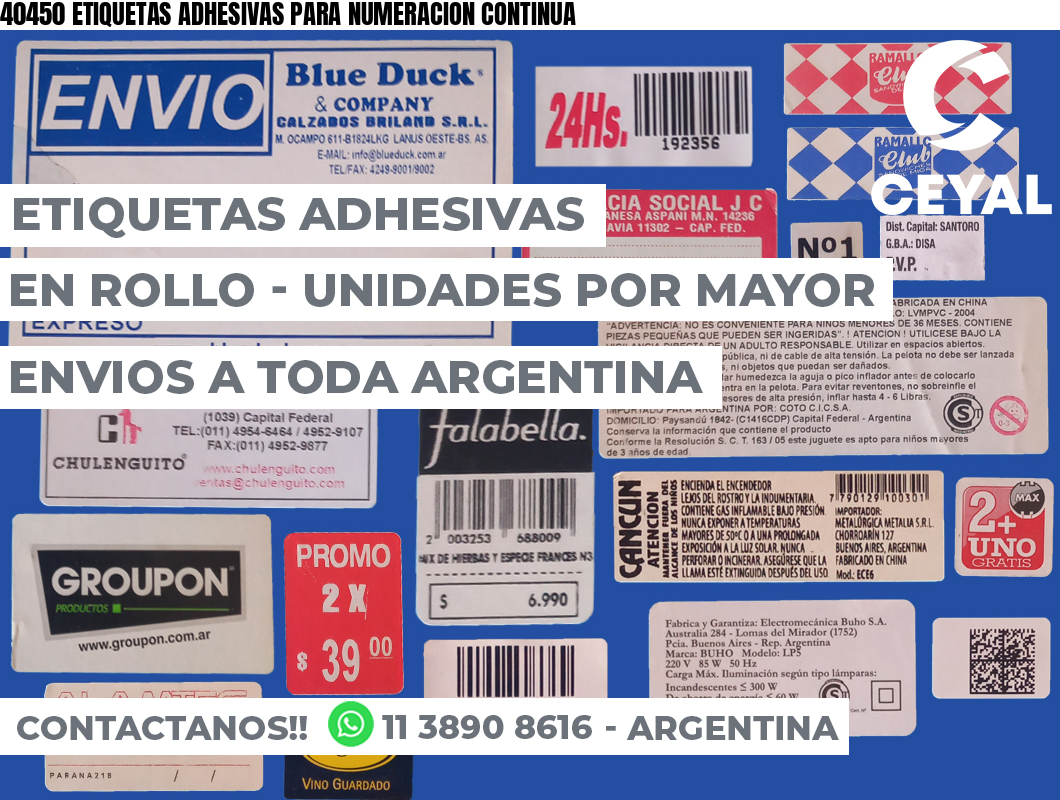 40450 ETIQUETAS ADHESIVAS PARA NUMERACION CONTINUA