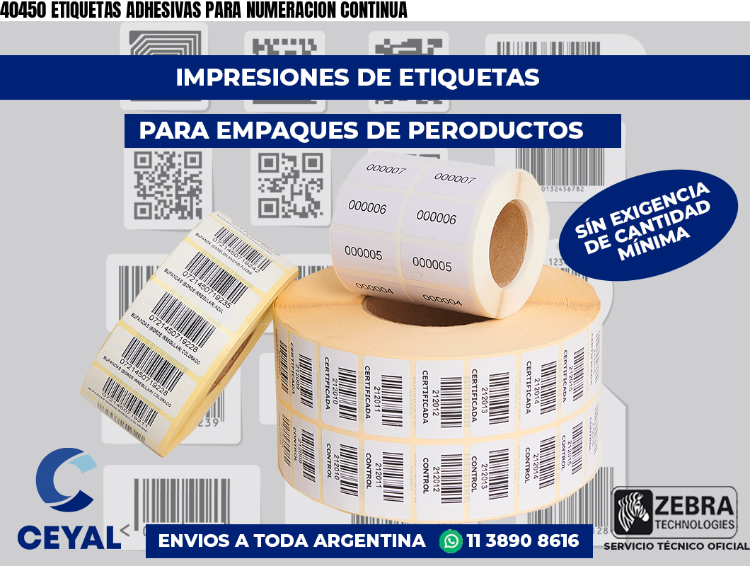 40450 ETIQUETAS ADHESIVAS PARA NUMERACION CONTINUA