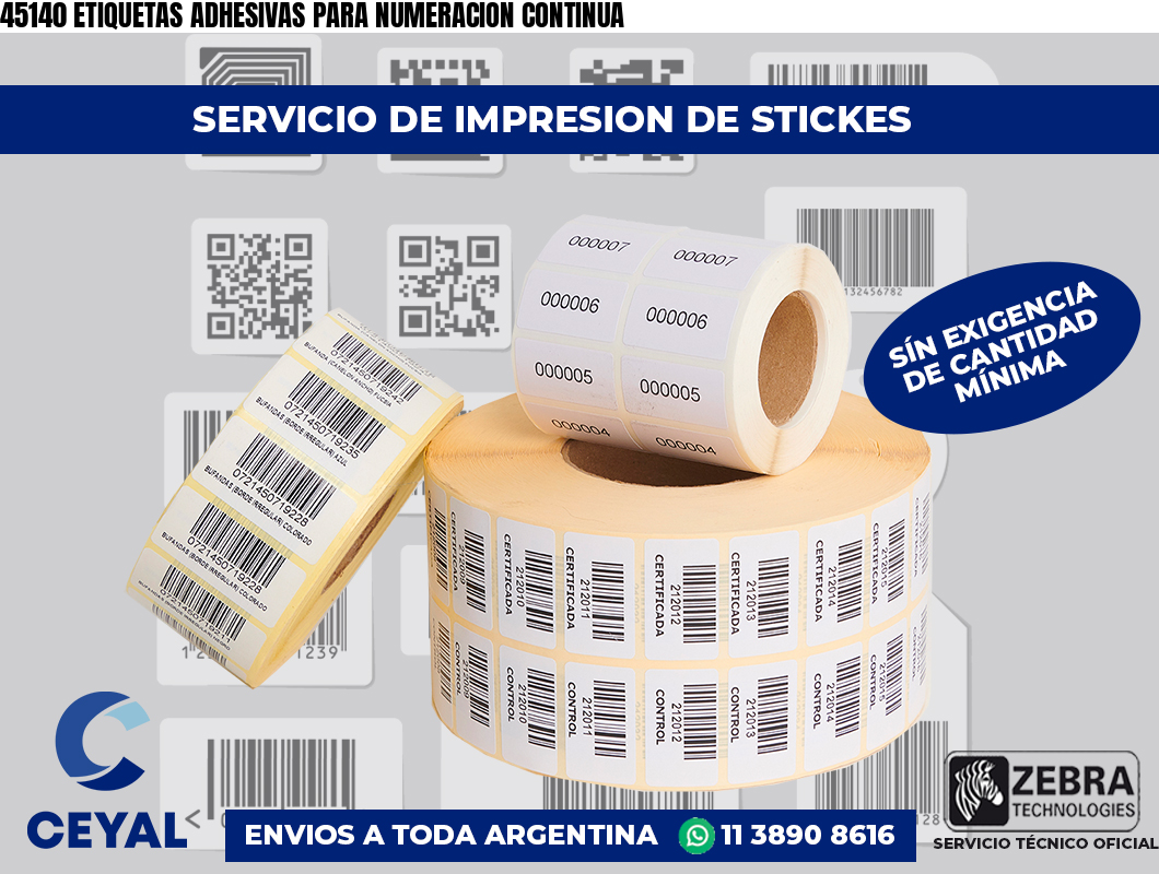 45140 ETIQUETAS ADHESIVAS PARA NUMERACION CONTINUA