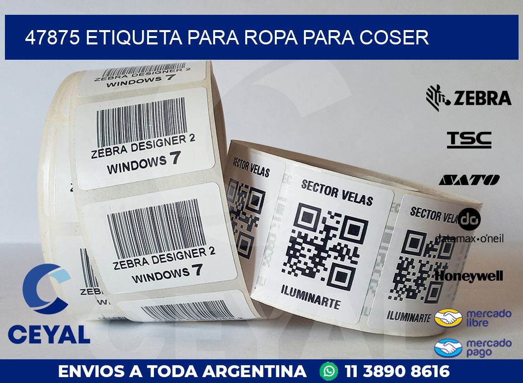 47875 ETIQUETA PARA ROPA PARA COSER