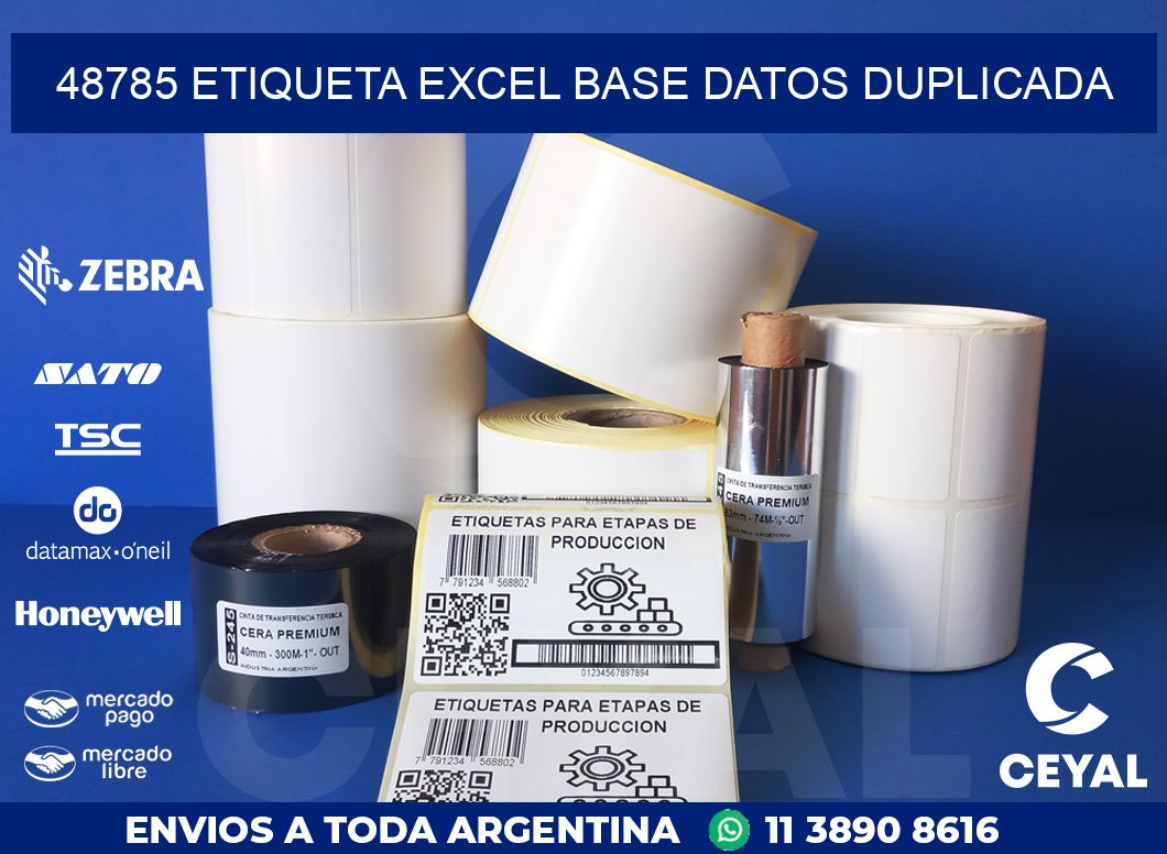 48785 etiqueta excel base datos duplicada