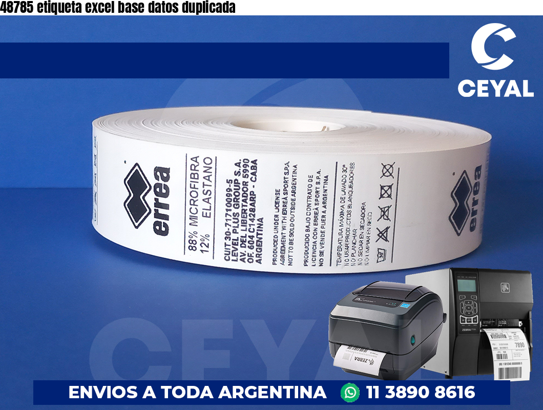 48785 etiqueta excel base datos duplicada