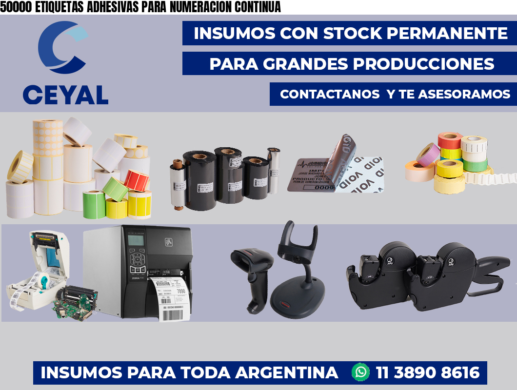 50000 ETIQUETAS ADHESIVAS PARA NUMERACION CONTINUA
