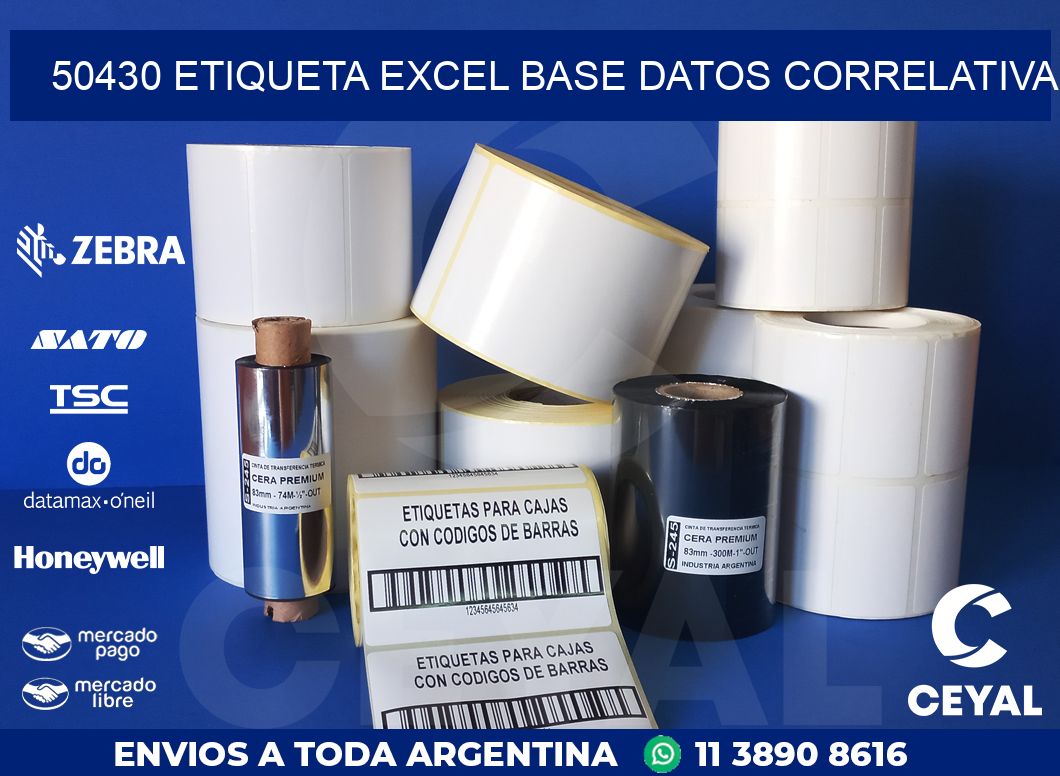 50430 etiqueta excel base datos correlativa