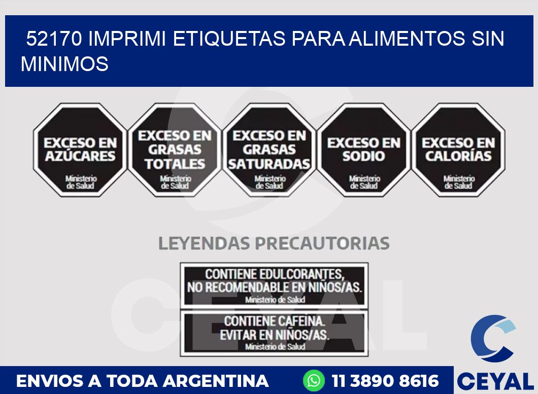 52170 IMPRIMI ETIQUETAS PARA ALIMENTOS SIN MINIMOS