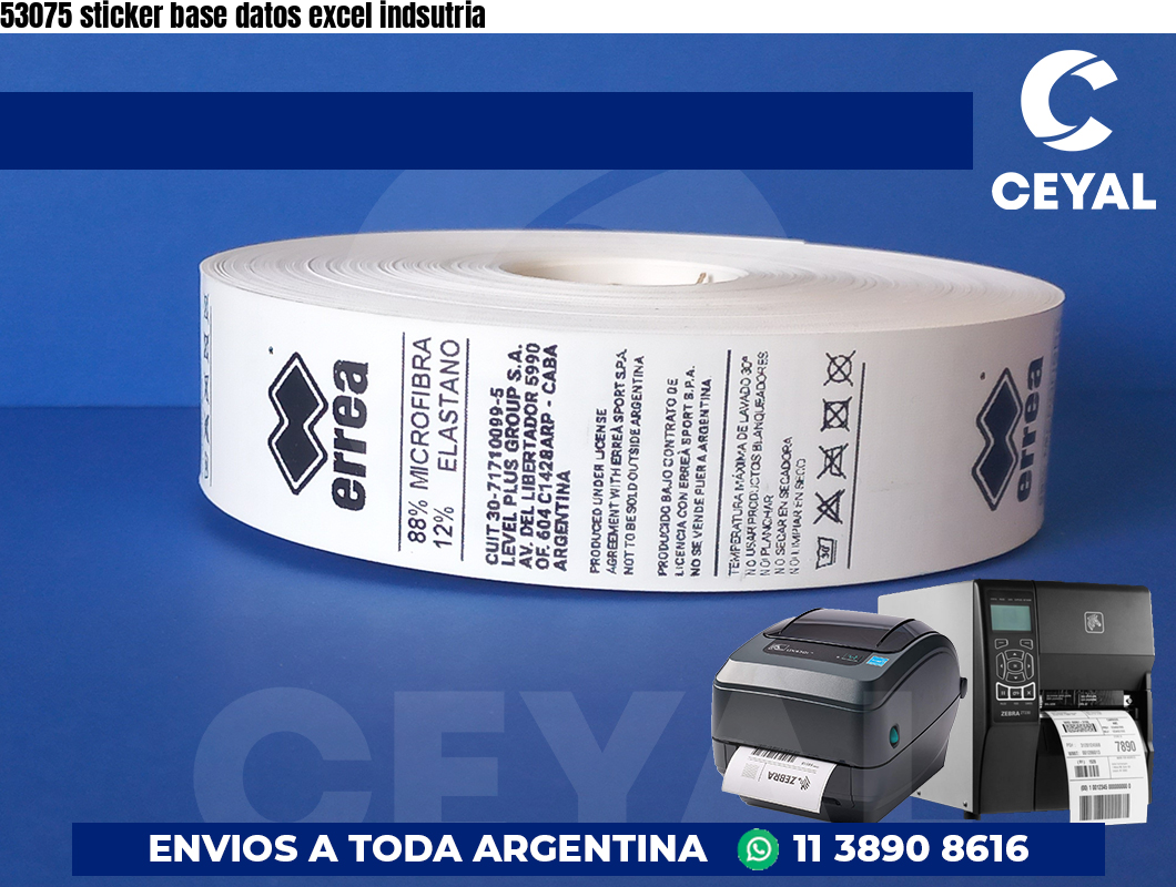 53075 sticker base datos excel indsutria