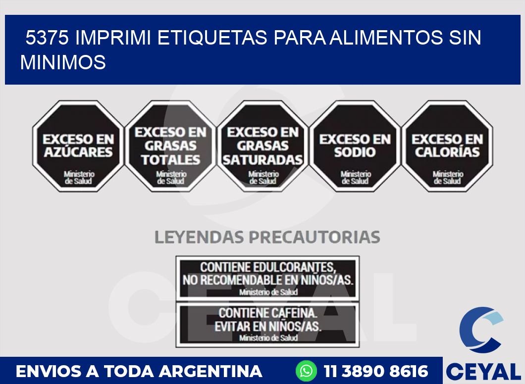 5375 IMPRIMI ETIQUETAS PARA ALIMENTOS SIN MINIMOS