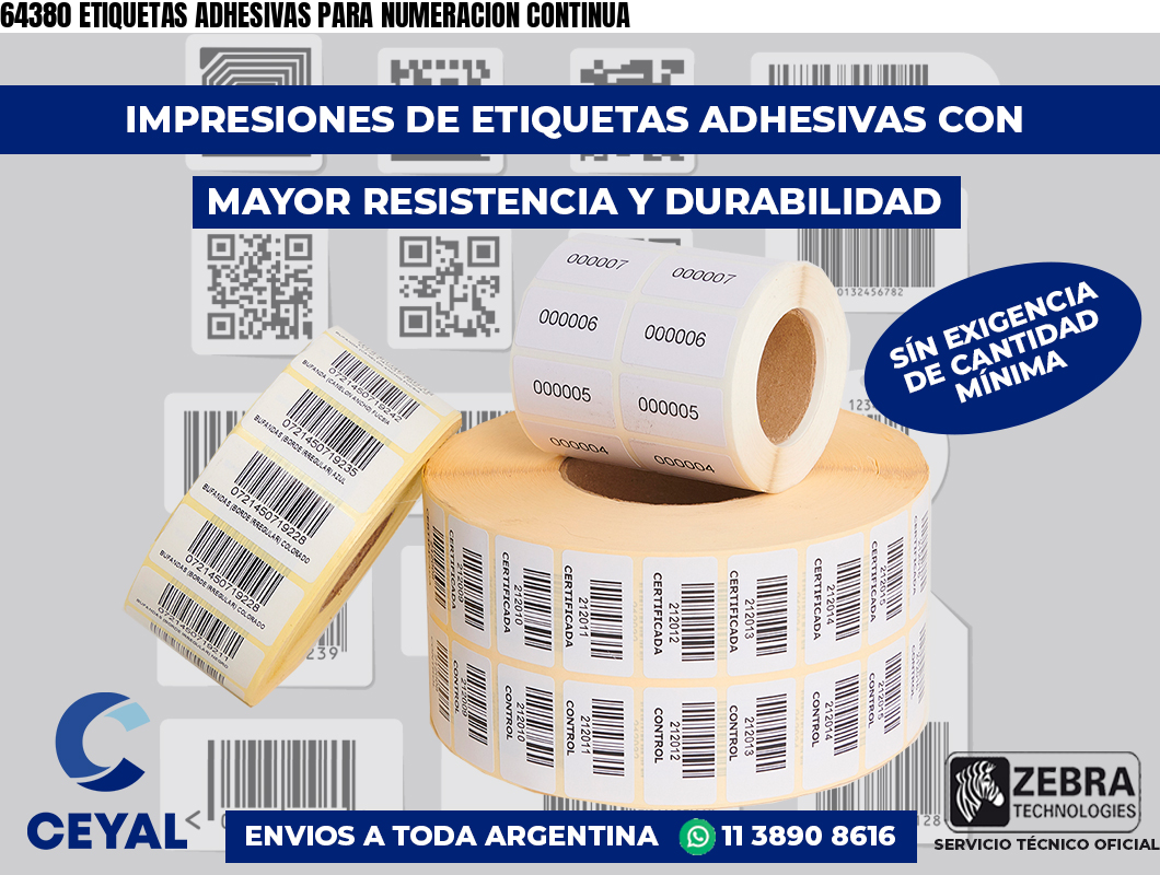 64380 ETIQUETAS ADHESIVAS PARA NUMERACION CONTINUA