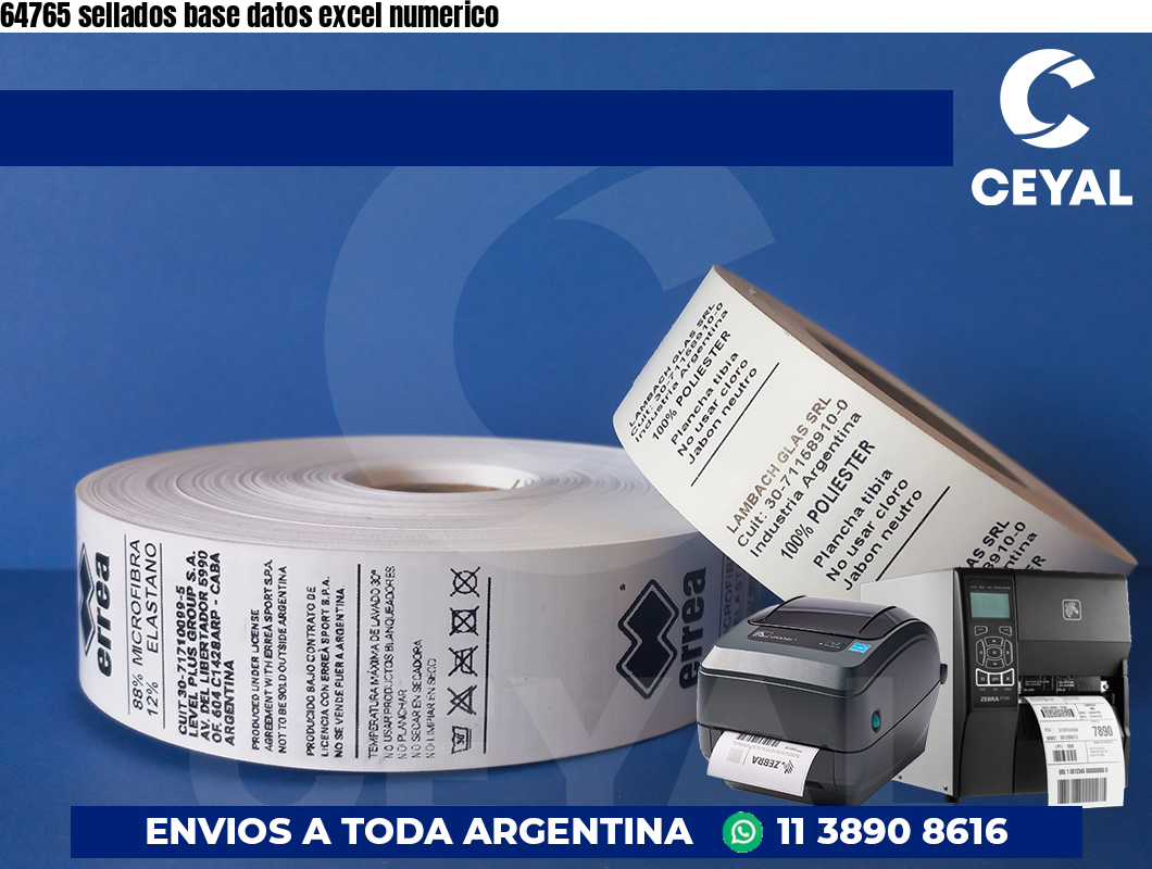 64765 sellados base datos excel numerico