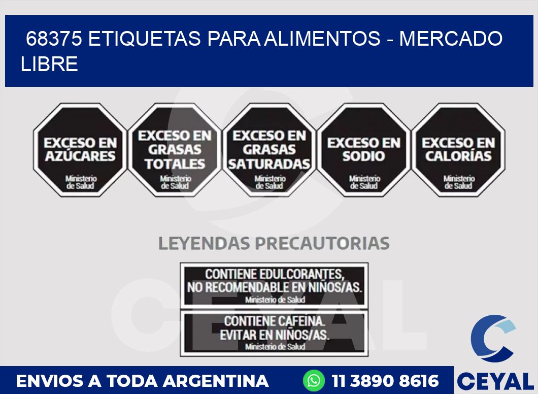 68375 ETIQUETAS PARA ALIMENTOS - MERCADO LIBRE