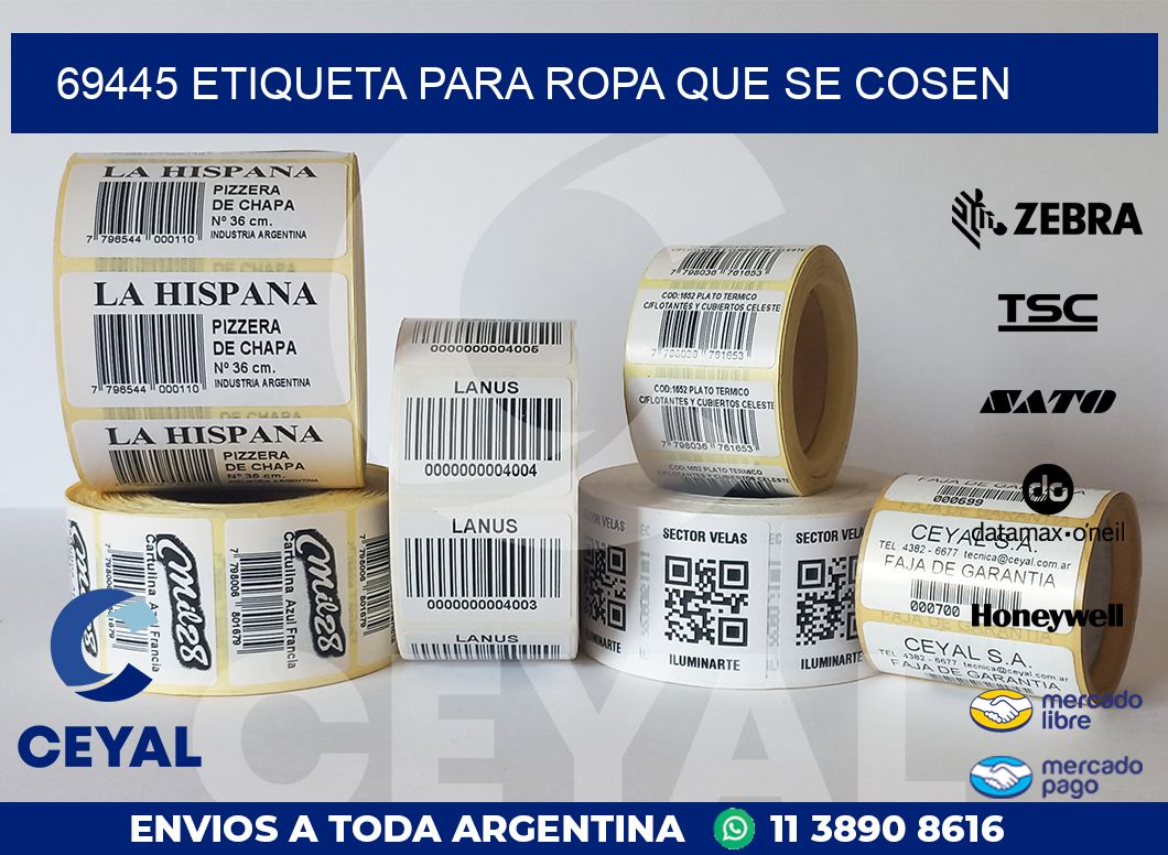 69445 ETIQUETA PARA ROPA QUE SE COSEN